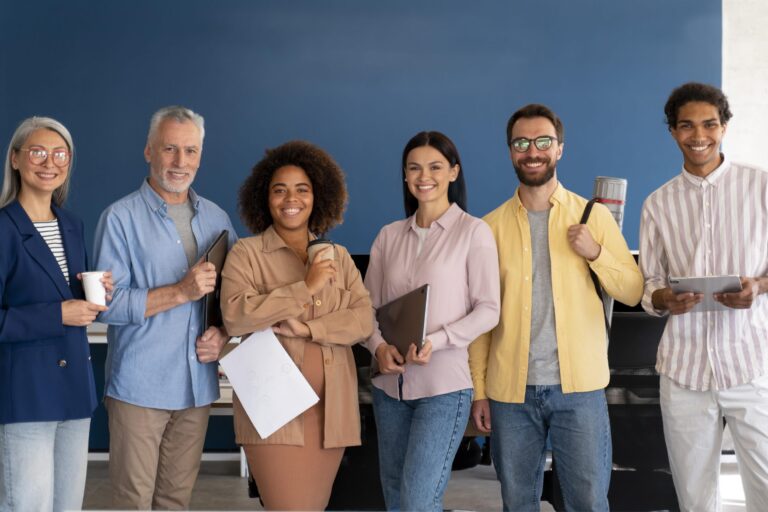 Diverse talent pool of six people representing different ethnicities and ages.