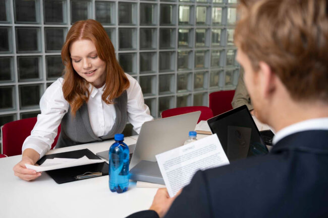 2149145154 HR professional conducting temporary employee background check during seasonal hiring